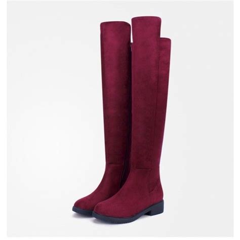 Burgundy Long Boots Suede Comfy Over The Knee Boots Knee Boots Over