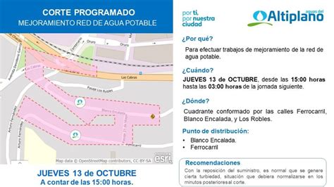 Aguas Del Altiplano Anuncia Corte Programado Para Sector Norte De