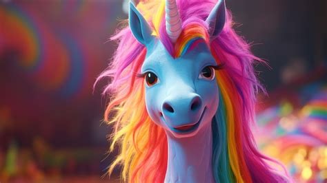 Premium Photo | An unicorn with a rainbow hair