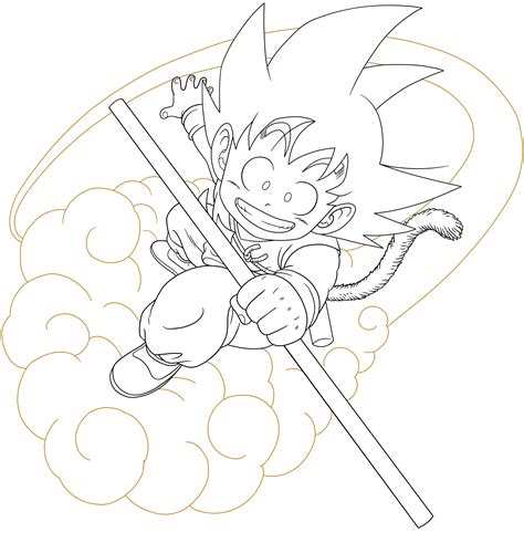 Kid Goku On Nimbus Drawing