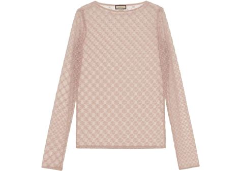 Gucci Gg Star Tulle Top Beige Fw22 Us