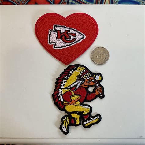 2 Kansas City Chiefs Embroidered Iron On Patches Patch Lot 35” And 3