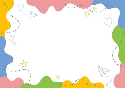 A Colorful Background With Hearts Stars And Paper Airplanes In The Sky