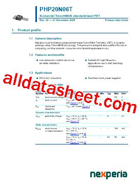 PHP20N06T Datasheet PDF Nexperia B V All Rights Reserved