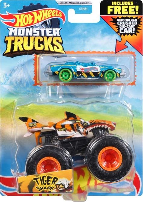 Mattel Αυτοκινητάκι Hot Wheels Monster Trucks Tiger Shark για 4 Ετών