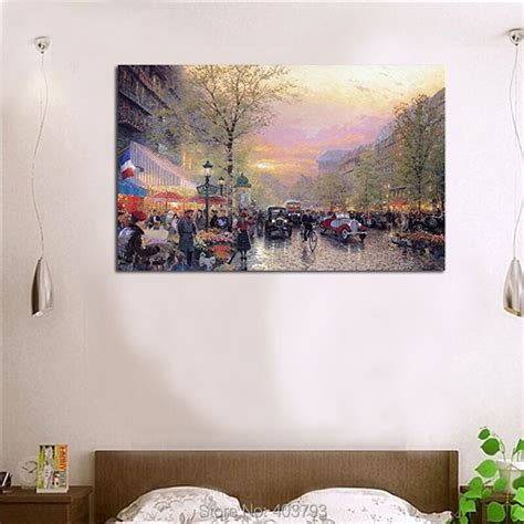 Downtown Area Printed Landscape Oil Painting HD Prints On Canvas Wall