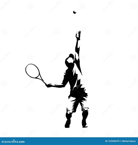 Tennis Player Serving Ball Service Abstract Isolated Vector