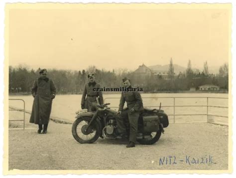 Orig Foto Offiziere Mit Bmw Krad Motorrrad Balatongy R K Plattensee