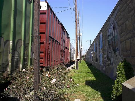 A Train Goes By The Flood Wall In Cape Girardeau Missouri Flood Wall