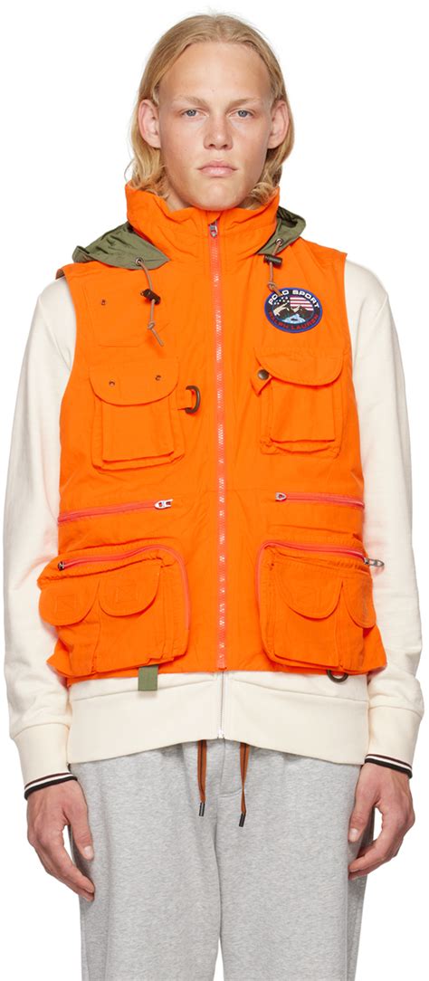 Polo Ralph Lauren Orange Utility Vest Ssense Uk