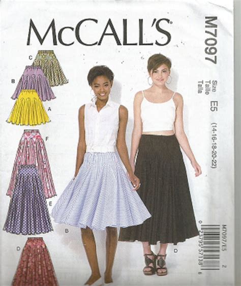 MISSES SKIRTS Mccall S Sewing PATTERN M7097 Size 14 16 18 20 22 Flared