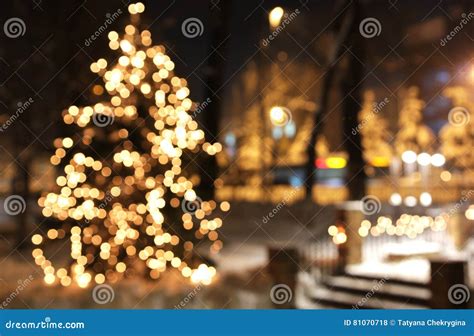 Christmas Tree with Lights Glowing Stock Photo - Image of greeting ...