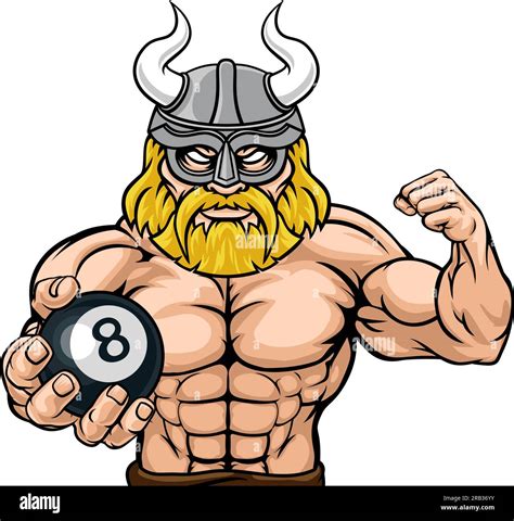 Viking Pool 8 Ball Billiards Mascot Cartoon Stock Vector Image And Art