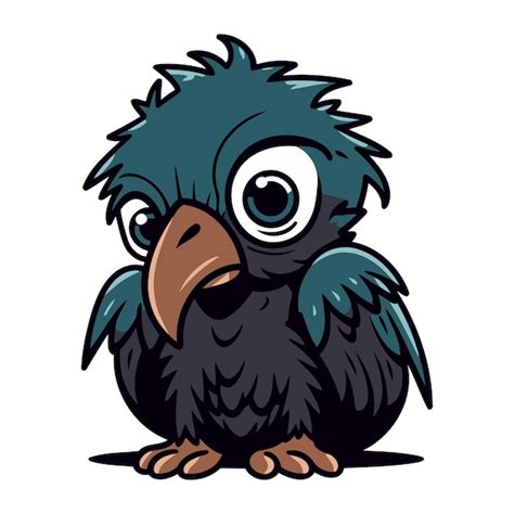 Premium Vector Cute Cartoon Crow Isolated On A White Background