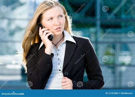 Blonde Business Woman On Mobile Phone Stock Photo Image Of Future