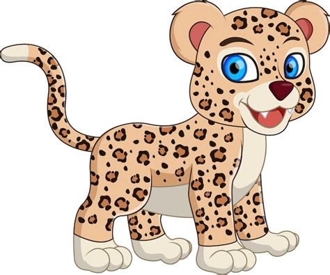 Premium Vector Cute Leopard Cartoon Standing Smiling