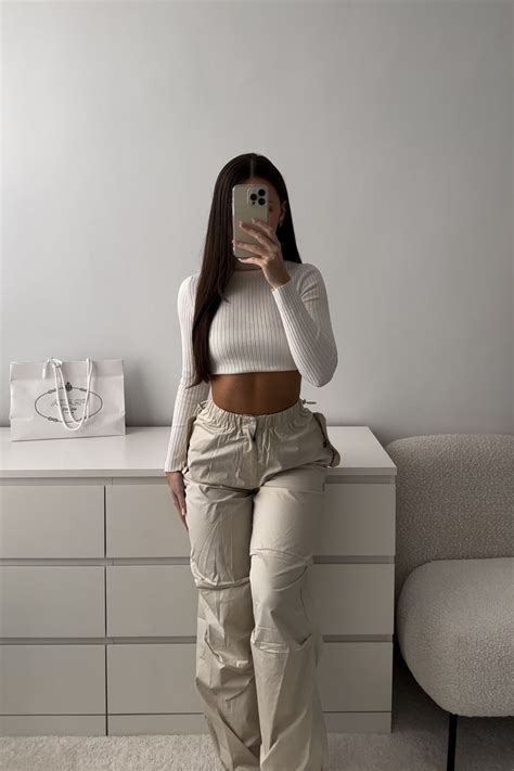 Rib Knit Polo Neck Top Curated On LTK Casual Outfits Cargo Pants