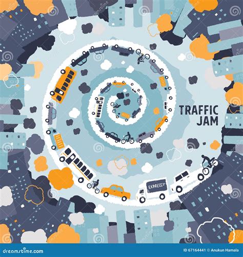Car Traffic Jam Concept Freehand Drawing Stock Vector Illustration