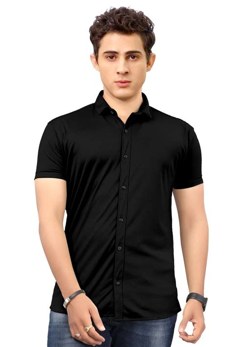 Lycra Plain Shirts Black Half Sleeves At Rs 299 In Surat Id 26148137048