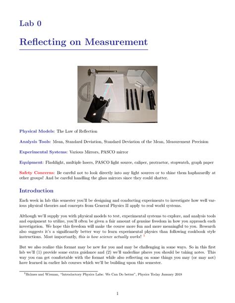 Lab0n Notes For Completing The Lab Lab 0 Reflecting On Measurement Physical Models The Law