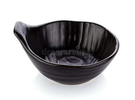Beautiful Shape Ceramic Black Bowl Isolated On White Background Stock