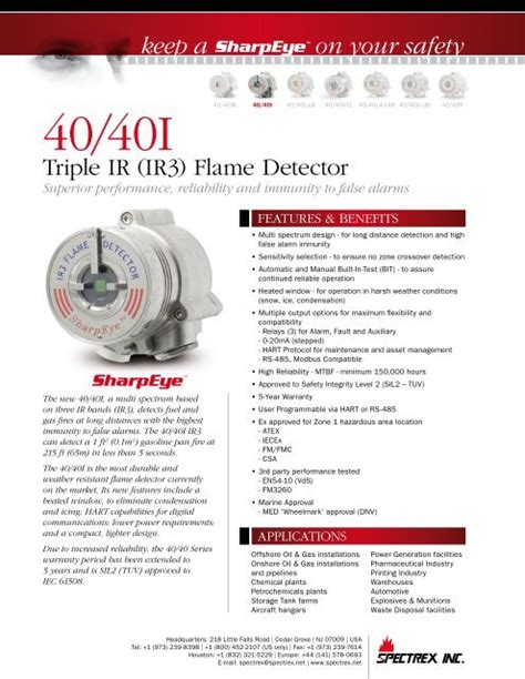 I Triple Ir Ir Flame Detector Spectrex Inc