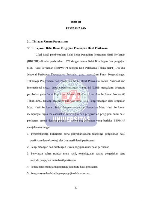 PDF BAB III PEMBAHASAN 3 1 Tinjauan Umum Perusahaan Balai Besar