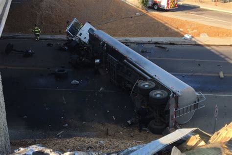 Fuel Tanker Plunges Off Highway 41 In Fresno