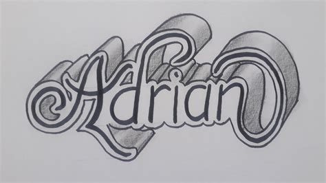 D Drawing Calligraphy Name Adrian On Paper How To Draw Easy Art For