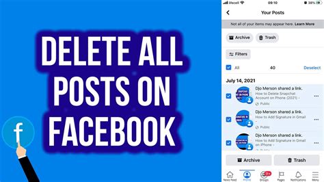 How To Delete All Posts On Facebook Youtube