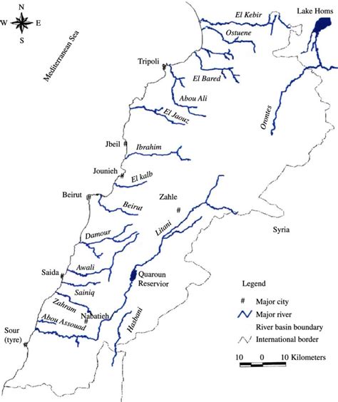 Printable Lebanon Rivers Map – Free download and print for you.