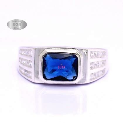 Sera Sterling Silver Sapphire Blue Engagement Men Ring Sr Mrgw Vl