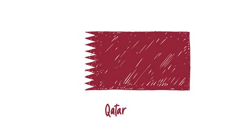 Qatar National Country Flag Pencil Color Sketch Illustration With