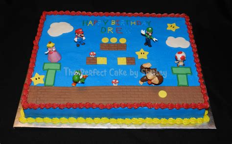 Super Mario Sheet Cake Simple Sheet Cake Using Toy Figures Iced In