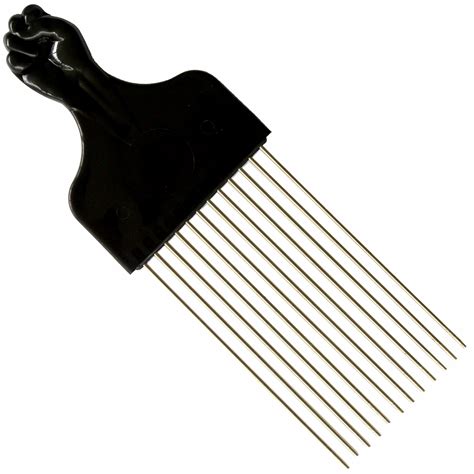 Ssk Square Afro Pick With Black Fist Metal African