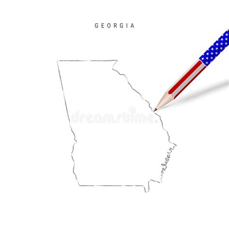 Georgia Us State Vector Map Pencil Sketch Georgia Outline Map With