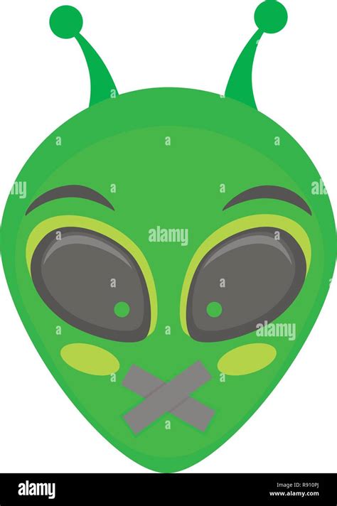 Alien Face Emoji Alien Green Head Mute Humanoid Vector Illustration