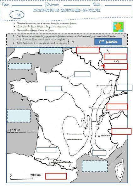 Géographie une évaluation sur la France frontières fleuves reliefs