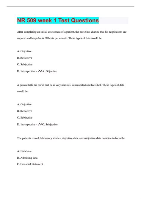 Nr Week Test Questions With Correct Answers Latest