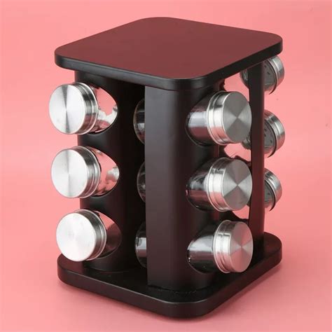 Spice Jar Storage Rack 12 Stainless Steel Spice Jars - Square in Pakistan