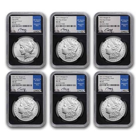 Buy 6 Coin 2021 Morgan Peace Dollar Set Ms 70 Ngc Fdi Moy Apmex