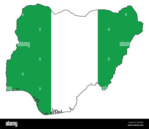 Nigeria map with flag - outline of a state with a national flag Stock ...