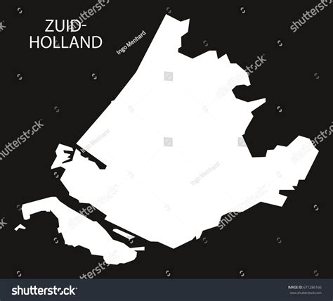 Zuid Holland Netherlands Map Black Inverted Stock Vector Royalty Free