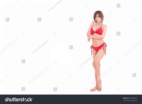 Isolated Red Bikini Girl Stock Photo Edit Now