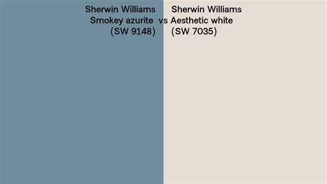 Sherwin Williams Smokey Azurite Vs Aesthetic White Side By Side Comparison