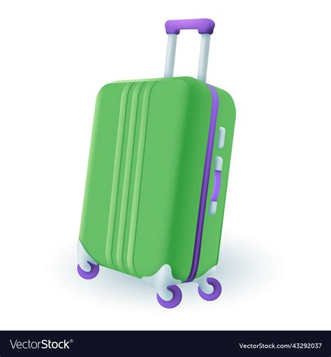 3d Cartoon Style Luggage Or Travel Bag Icon Vector Image