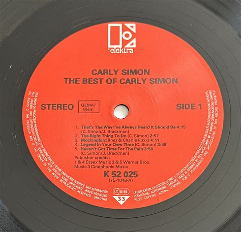 Carly Simon The Best Of Carly Simon Lp Vinyl Record Elk Ex Ex