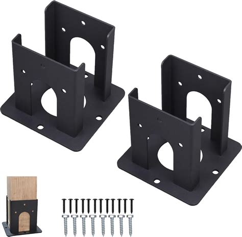 Chooglkj 2pcs 4x4 Heavy Duty Wood Fence Pergola Post Base Brackets Kit