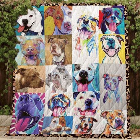 Ll Quilt Blanket Cute Pitbull Teeruto