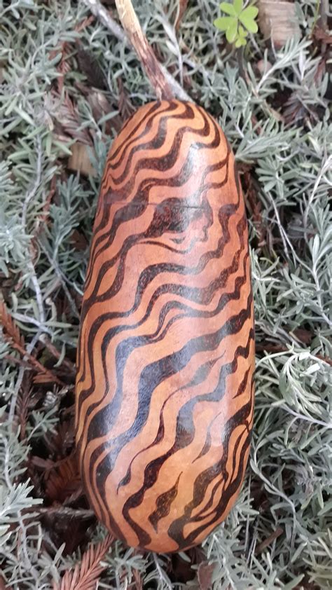 Gourd Shaker With Winding River Design Aka Gourd Rattle Folk